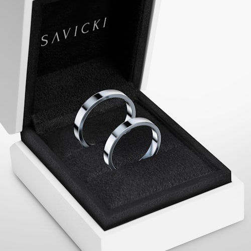 Obrączki ślubne: białe złoto, płaskie, 3 mm